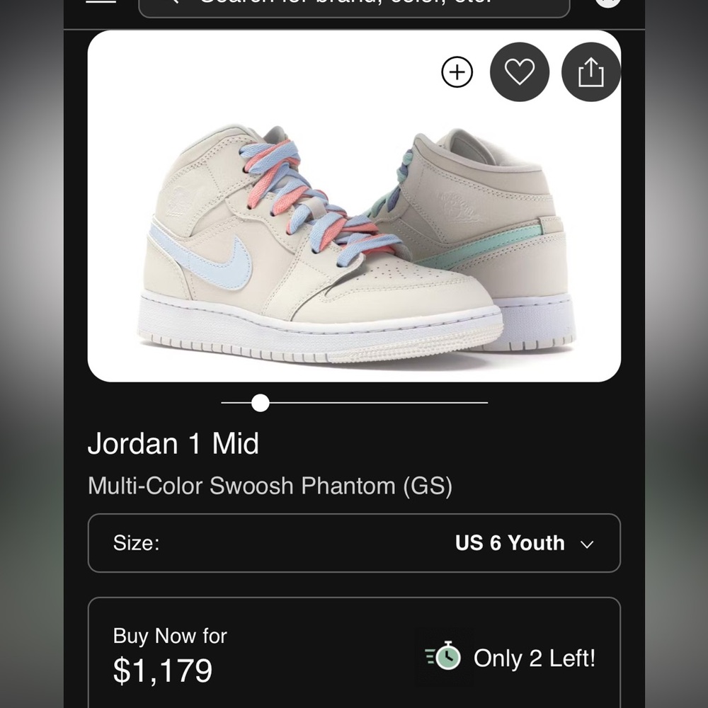 Air Jordan 1 size 5.5Y or 7 in Women